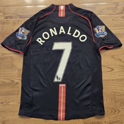Ronaldo #7 Manchester United Black 2008 Jersey Size S