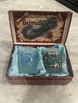 Brand New Set Of Bermuda Shot Glasses With In Case 