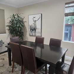 Dining Room Table And Leather Chairs