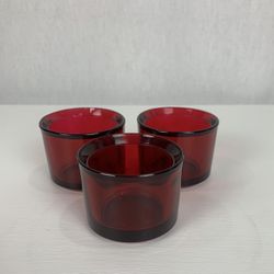 9 Small Red Glass Candle Holders