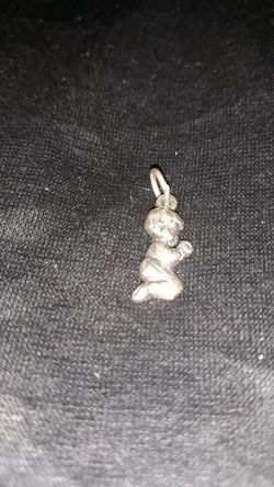925 Sterling Silver Praying Kid Necklace Charm
