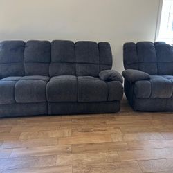 Recliner Fabric Sofa Set And Rocking Chair- Free