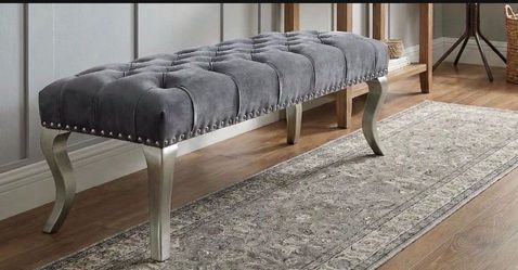 Decor Gray Tufted Fabric Bench