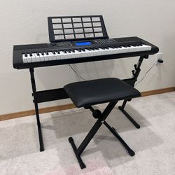 61 Key Keyboard Piano, Electric Piano Keyboard Kit with 249 Voices, 249 Rhythms - Includes Piano Stand, Stool, Microphone