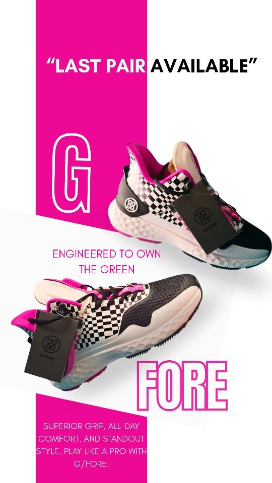 G/FORE GFORE MG4+ Distorted Midtop Golf Shoe Sneakers Women’s US 10 Black Check