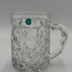 Tiffany & Co Rock Cut Crystal Beer Mug Glass - Signed, Stickered, EUC Collector