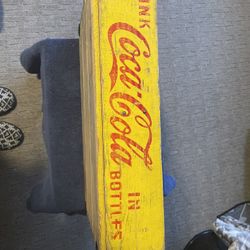 Vintage Wooden Coca-Cola Bottle Crate – Yellow “Drink Coca-Cola” Advertising