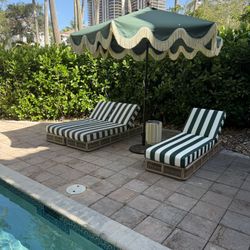 Outdoor Lounge Set – 4 Chaise Lounges + Umbrella + Side Table