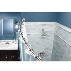 Moen CSR2172CH 5-Foot Adjustable Tension Single Curved Shower Curtain Rod, Chrome


