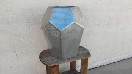 Large Metal Silver Vase - $30