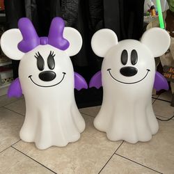 Halloween Disney Mickey & Minnie Mouse Ghost 22” Light Up Blow Molds 