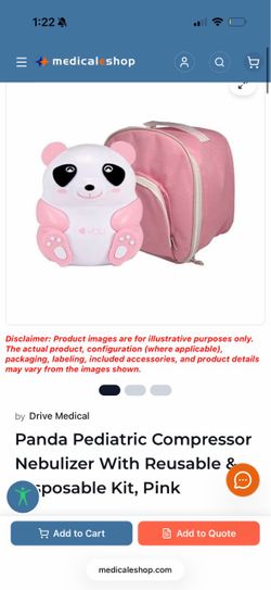 Panda Pediatric Compressor Nebulizer With Reusable & Disposable Kit, Pink