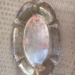 Vintage Silver Plated Ornate Scalloped Serving Tray