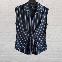Brand New Size (Medium) EllenTracy Navy Blue  Sleevless Front Tie Top