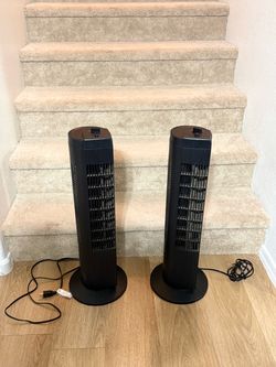 Pair of Mainstays Oscillating Tower Fans – 3 Speeds