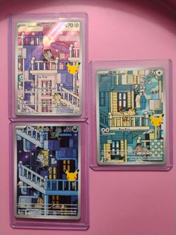 Meowth 30th celebration connected artwork cards