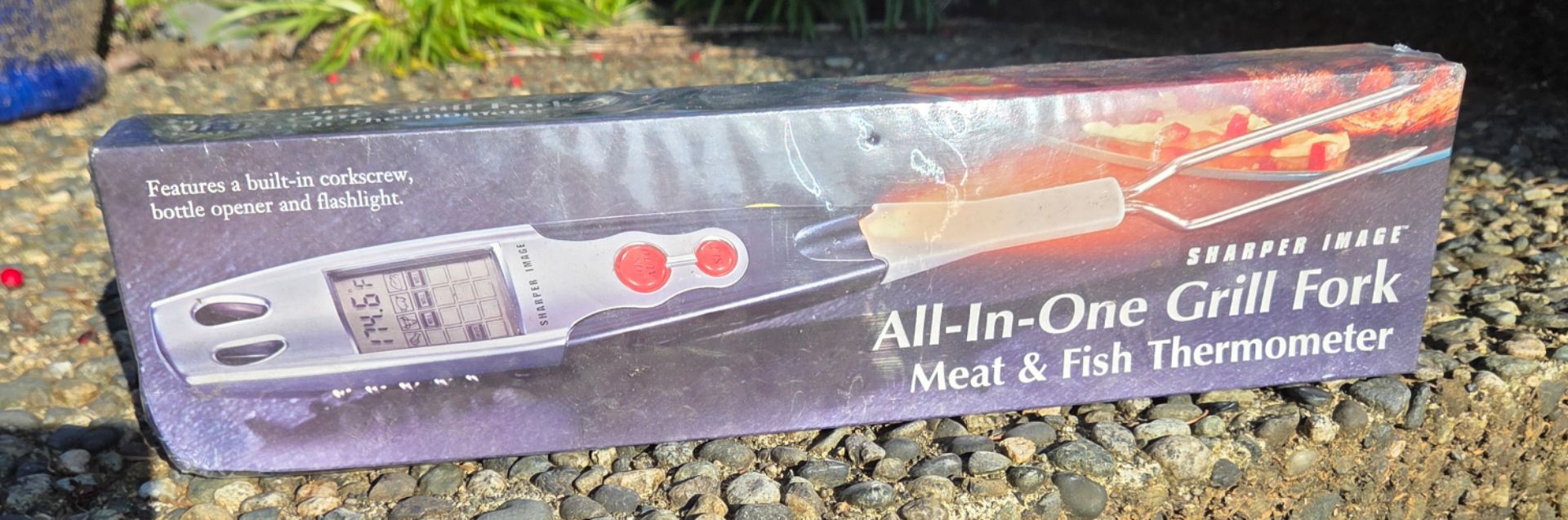 NIB Retro, Sharper Image Store, Digital All-In-One Grill Meat Thermometer Fork