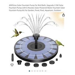 Brand new Solar Fountain Pump for Bird Bath, Upgrade 2.5W Solar Fountain Pump with 6 Nozzles Solar Powered Water Fountain Solar Fountain Pump Kit for 