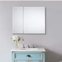 30 in x 30 in pegasus bi view beveled mirror medicine cabinet