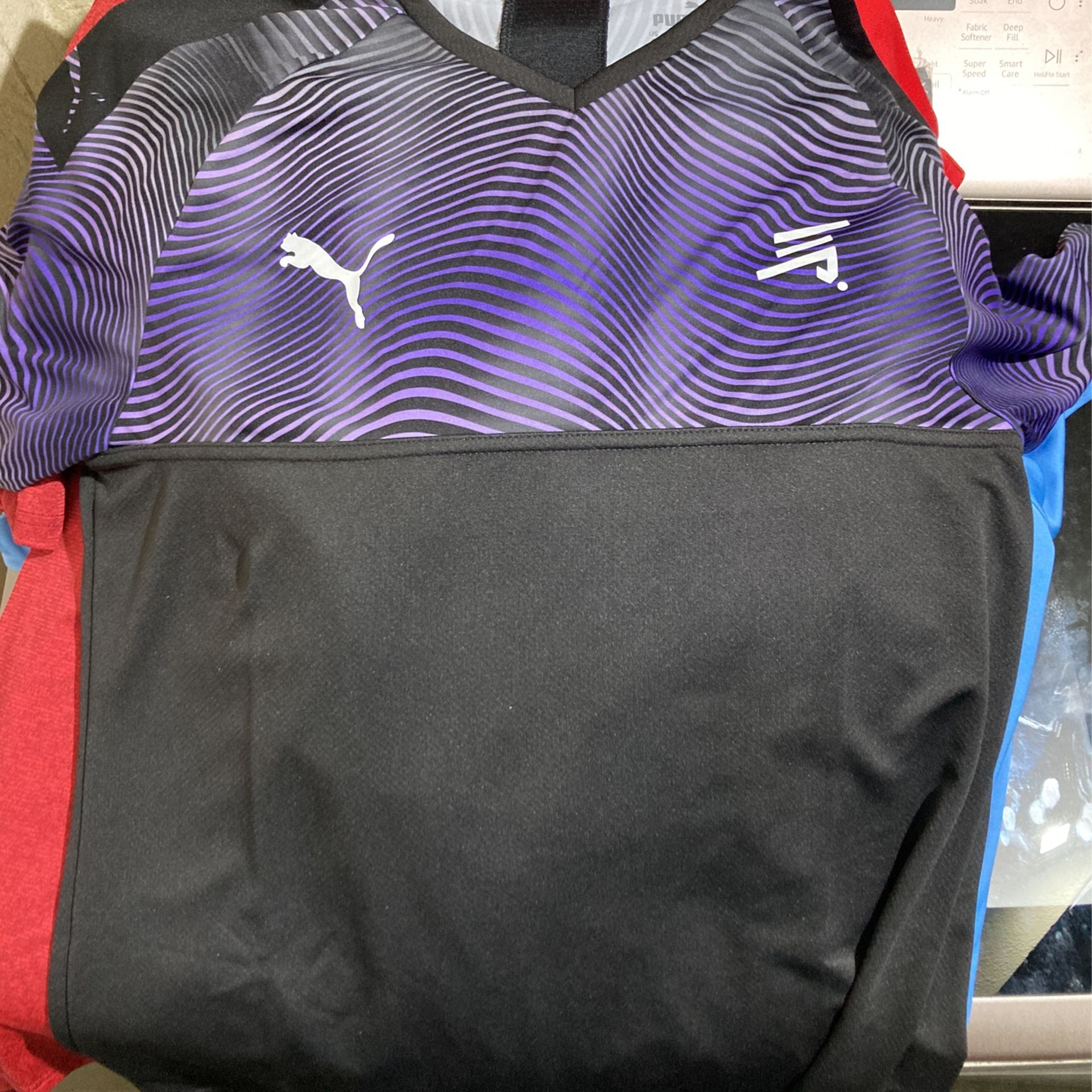 Puma Liga Adult Large Soccer Training Jersey Black And Purple 