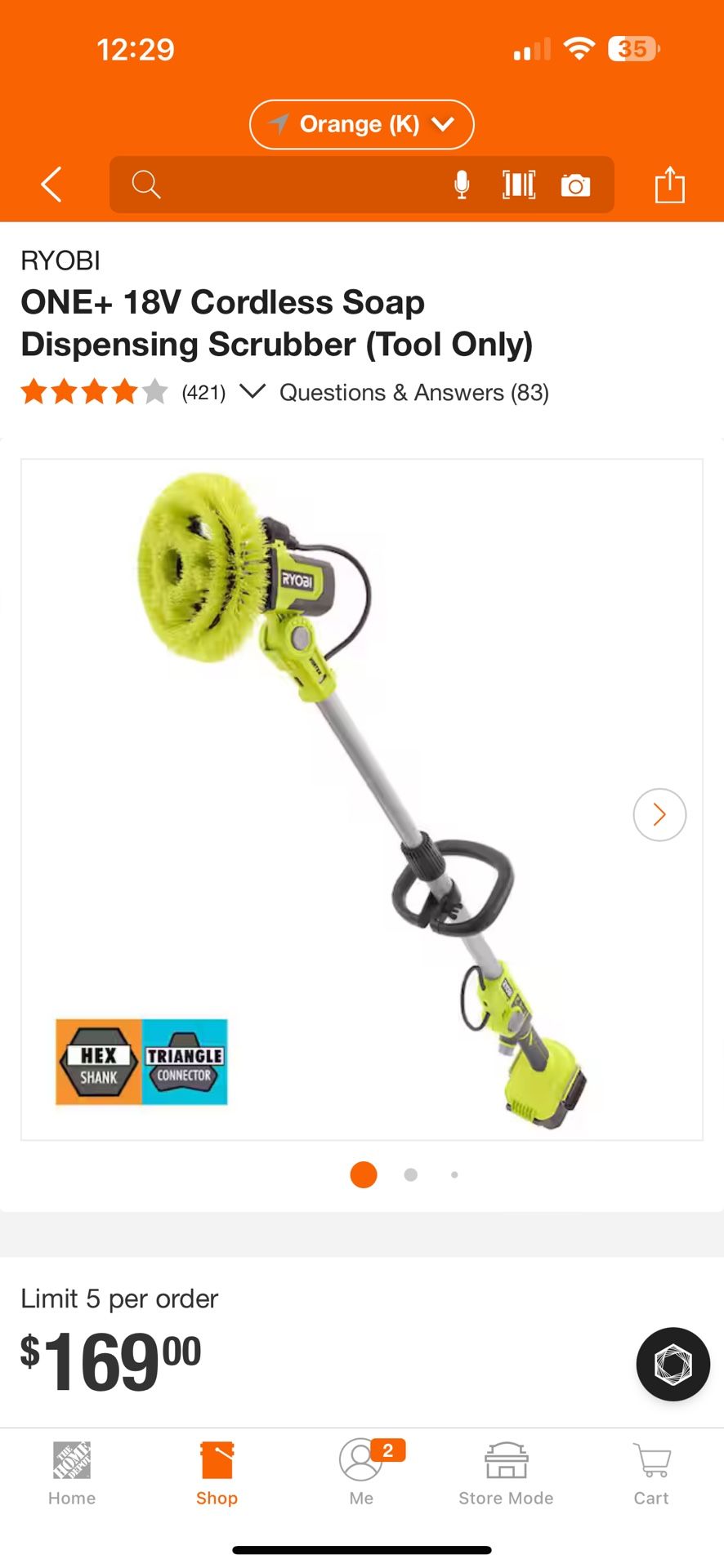 RYOBI ONE+ 18V Cordless Soap Dispensing Scrubber (Tool Only) Brand New $120