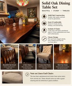 Wood Dining table with 8 chairs