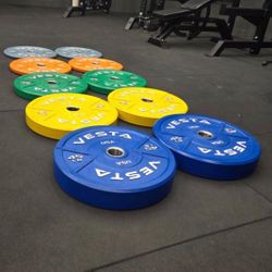 Vesta Color Olympic Bumper Plates Set of 260 lb, OR Individual Pairs! 