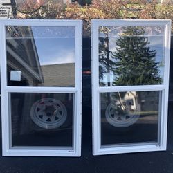 (2) Single Hung Vinyl Frame Dual Glazed Windows 30 X 53