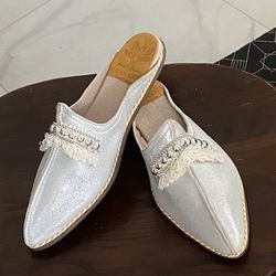 Silver Leather Shoes