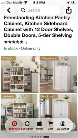 Freestanding Kitchen Pantry Cabinet Double Doors
