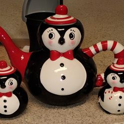 Carnival Cottage Tea Pot And Salt And Pepper Shakers