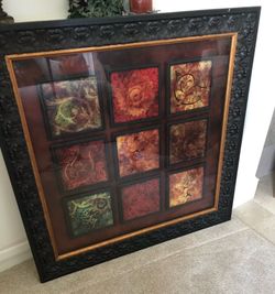 Large 42” Framed Decorative Wall Art with Ornate Frame