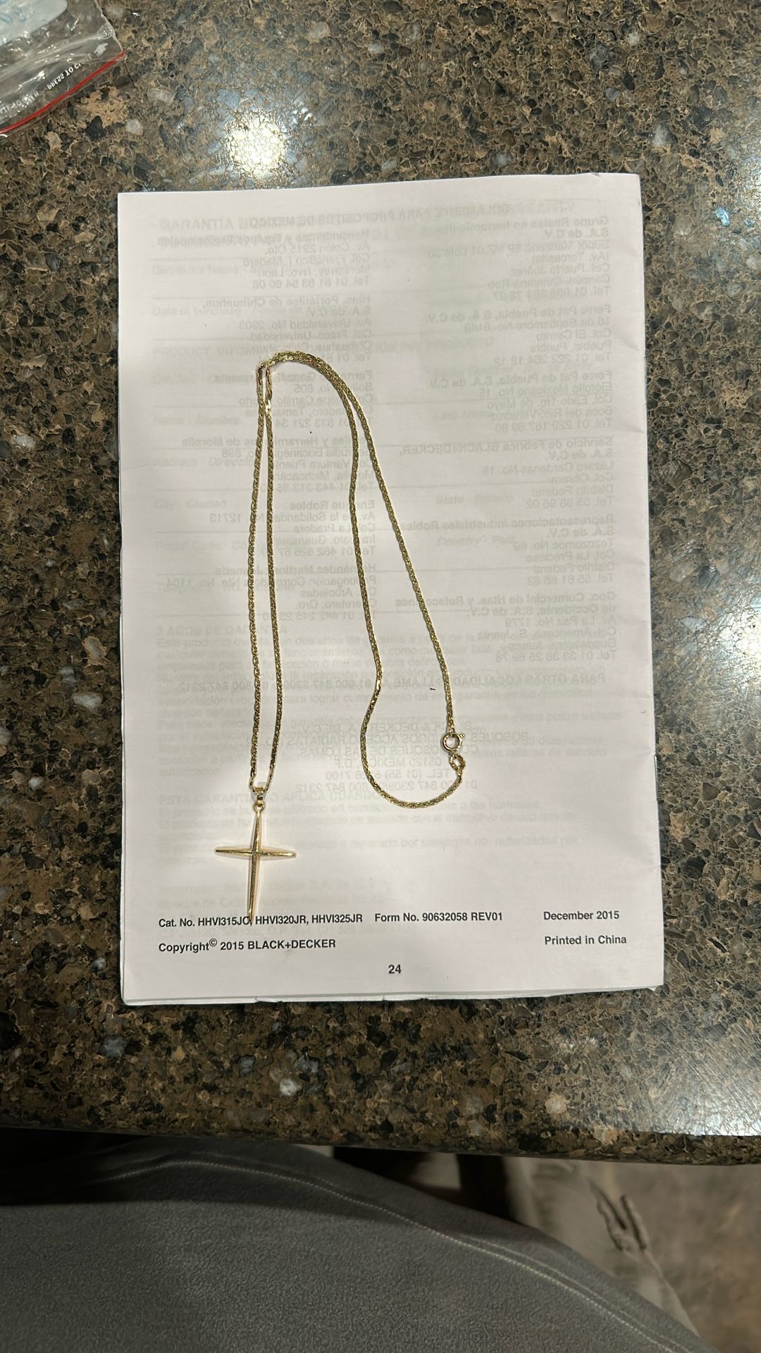 14K Gold Chain Cross Pendant