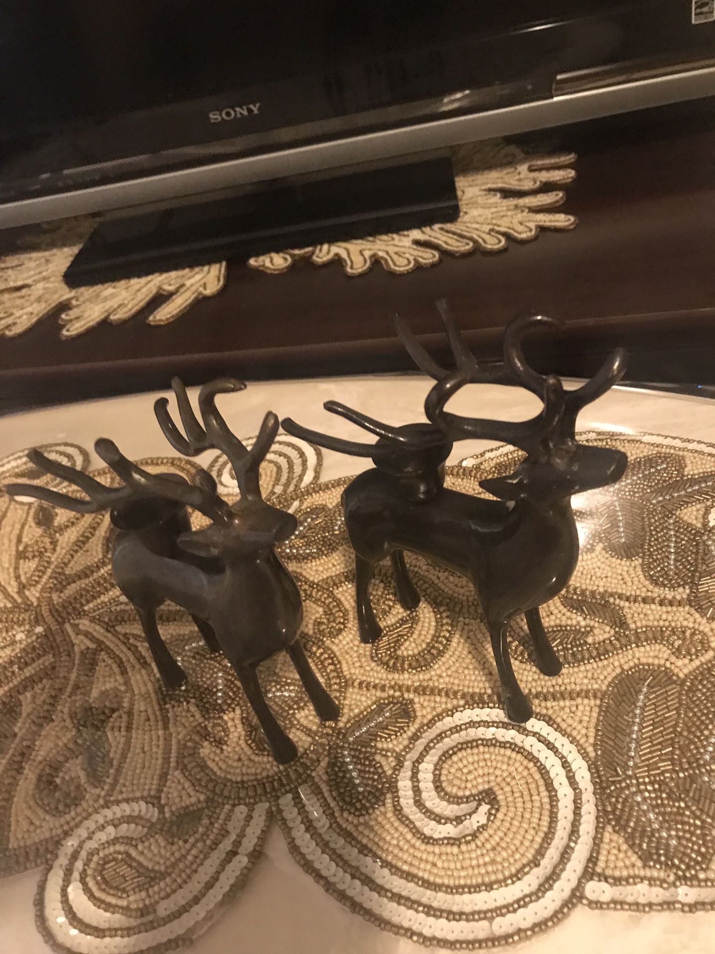 Set of 2 solid brass deer bucks candle holders click on my profile picture on this page to check out my other listings message me if you interested