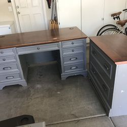 Large Desk And File Cabinet 