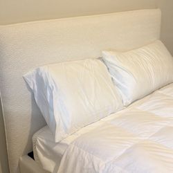 White Boucle Bed Frame