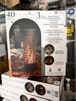 Solar Bollard Light 3 pack Weatherproof Luxurious lighting with palm shadow, Questwood