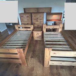 Bunk Bed Set, Wood Twin Bedroom Set 