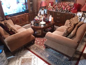 Brown chair with a taple