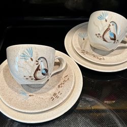 Red Wing Pottery Trio “Quail” Cup&Saucer W/Dish