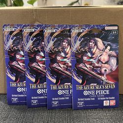 Brand New LOT 4 PACKS 🔥One Piece TCG: The Azure Sea's Seven Sleeved Booster OP-14 English