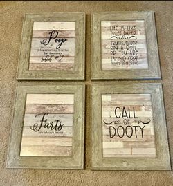 Set of 4 Funny Bathroom Signs
