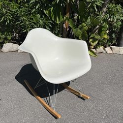 Eames Molded Plastic Armchair, Rocker Base, White
