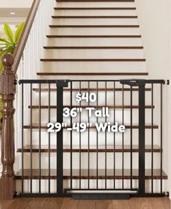 36” Tall By 29”-49” Extra Wide Baby Gate Dog Gate Safety Gate Brand New Open Box Black Cumbor 