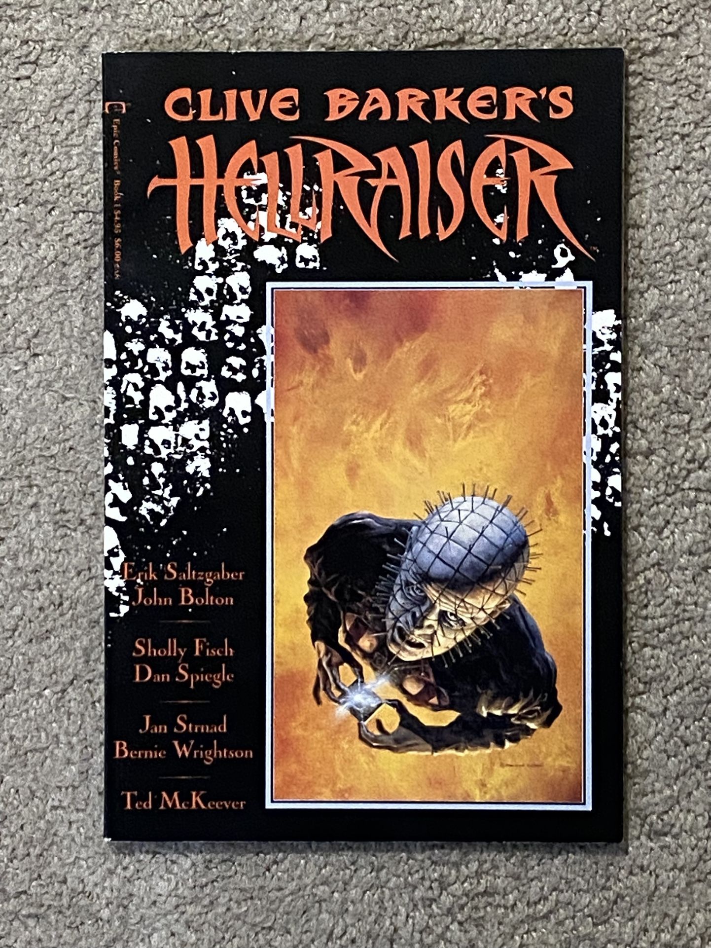 Vintage HELLRAISER #1 (EPIC 1989) BERNIE WRIGHTSON 1ST. PINHEAD COVER