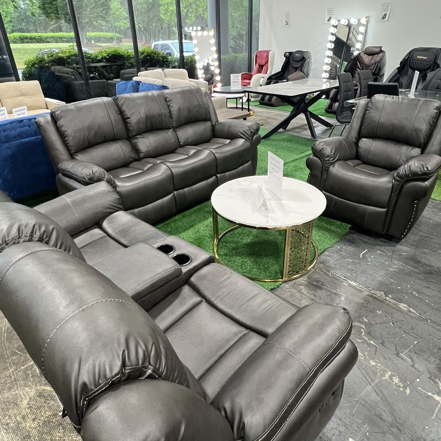 Recliner Couch, Loveseat And Rocking Chair 3 PCs Set