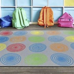 Rug /Carpets Circles Grey & Multi Educational Rug  7’6”x12’