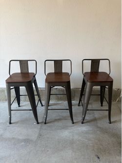 Industrial Farmhouse Counter/Bar Stools – Set of 3