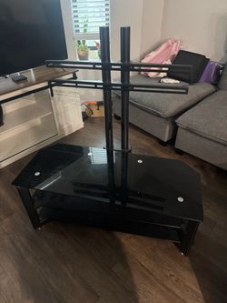 Black Glass TV Stand with Mount