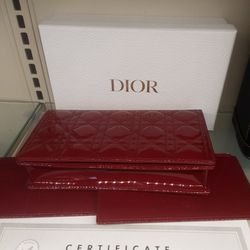 Dior - Lady Dior Pouch Cherry Red Patent Cannage Calfskin - Women